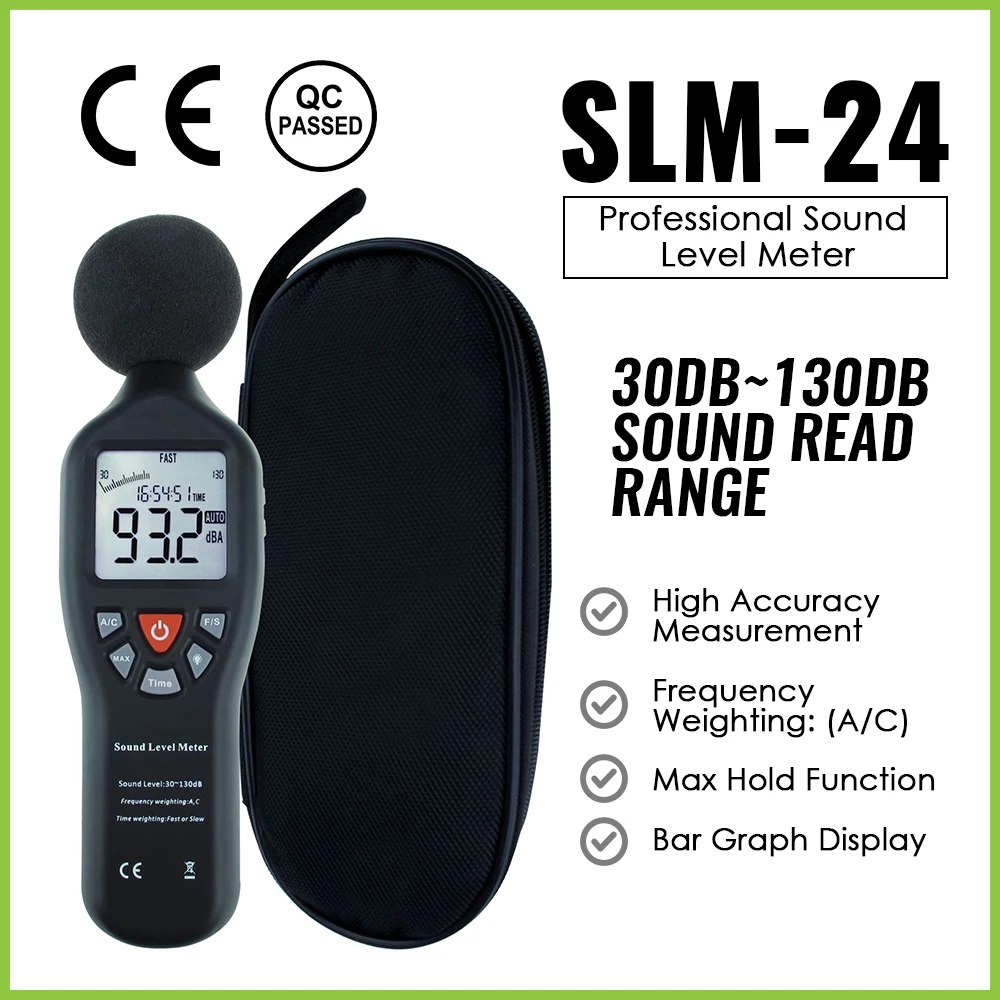 

Digital Sound Level Meter Compact Instrument 30dB-130dB Backlit Display High Accuracy Decibel Noise Detector