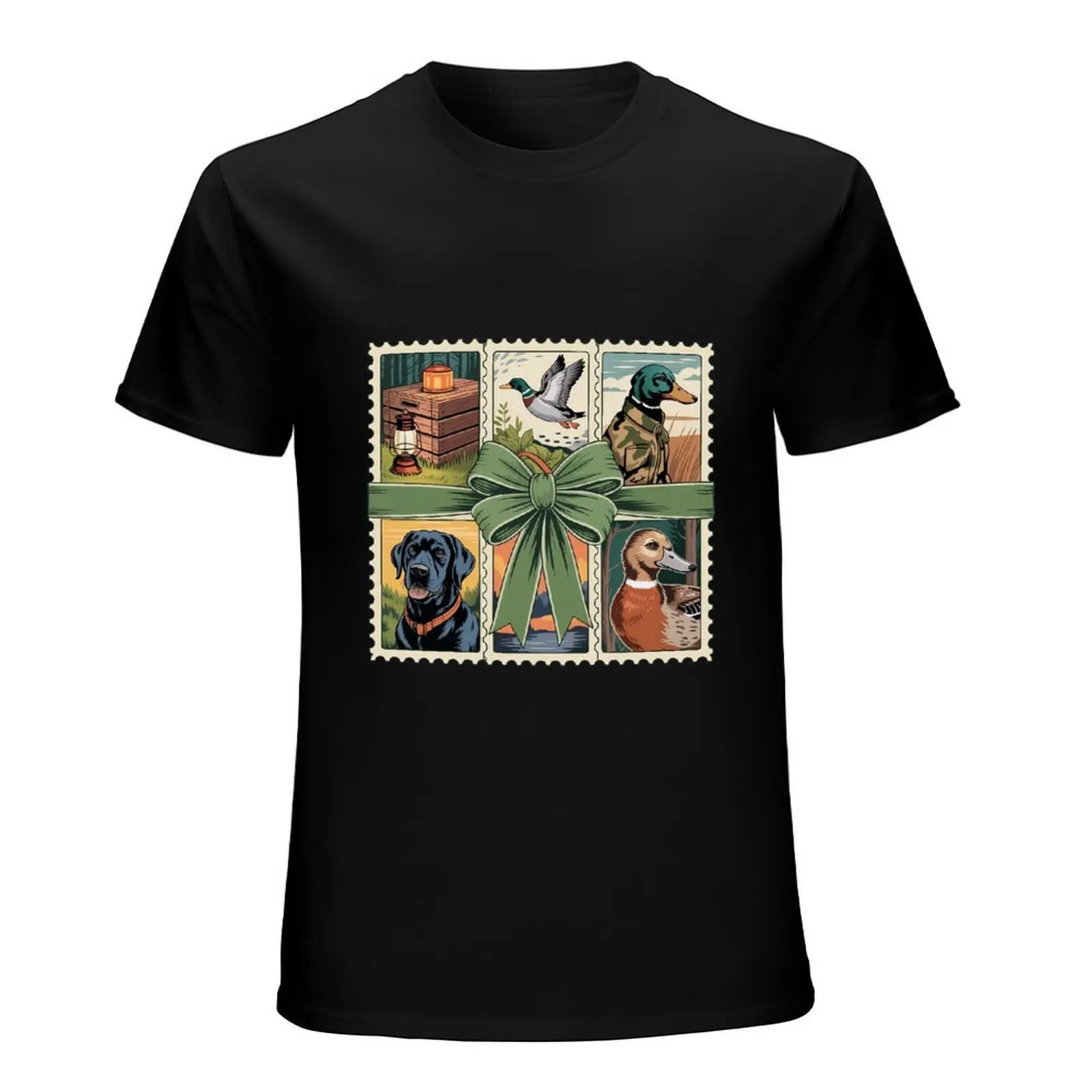 Vintage Worn Buck Deer Hunting Shotgun Black Tshirt American Country Mens Street Casual Short Sleeve