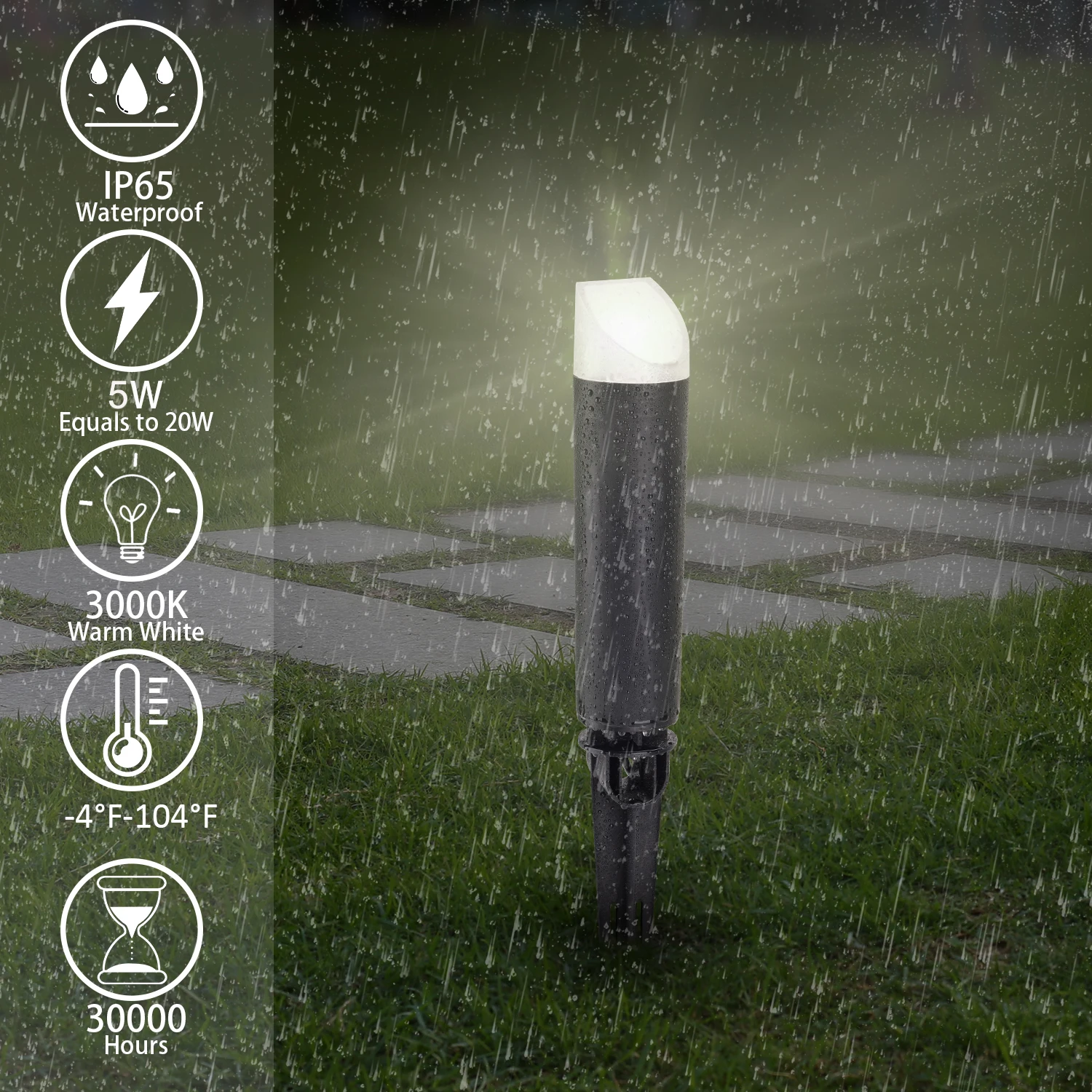 QACA-LED Iluminação de paisagem, iluminação exterior, IP65 impermeável, Pathway Garden Lâmpadas com transformador, Park Yard, Lawn Path Lights, DC 12V, 20W