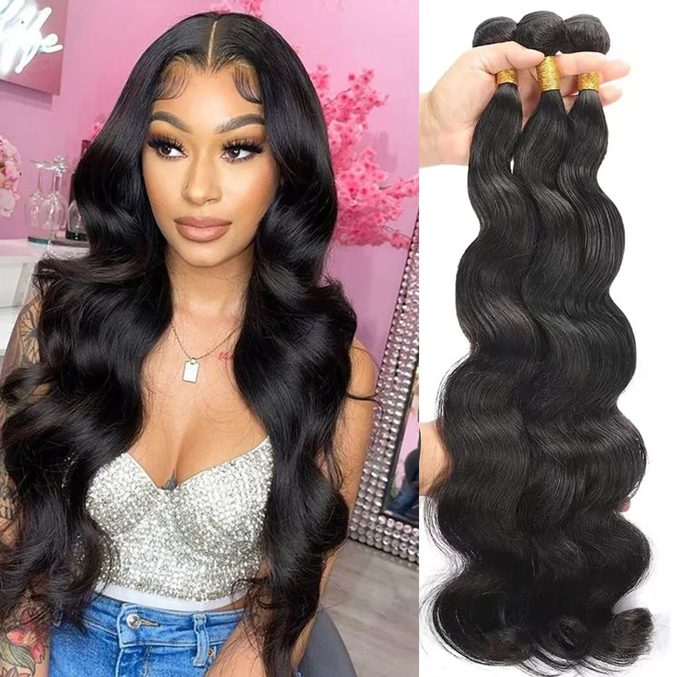 4 Bundles Body Wave Human Hair Bundles 10A Double Weft Bundles Brazilian Hair Weaves Remy Hair Weave Extensions Cheap Price 30IN