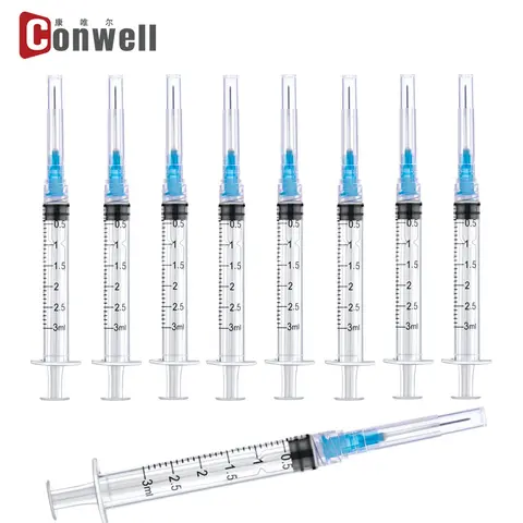 100pcs/bag 3ml Disposable Luer Slip Syringe with 23G*25mm Needle,Feeding Syringe Can Be Used Animals