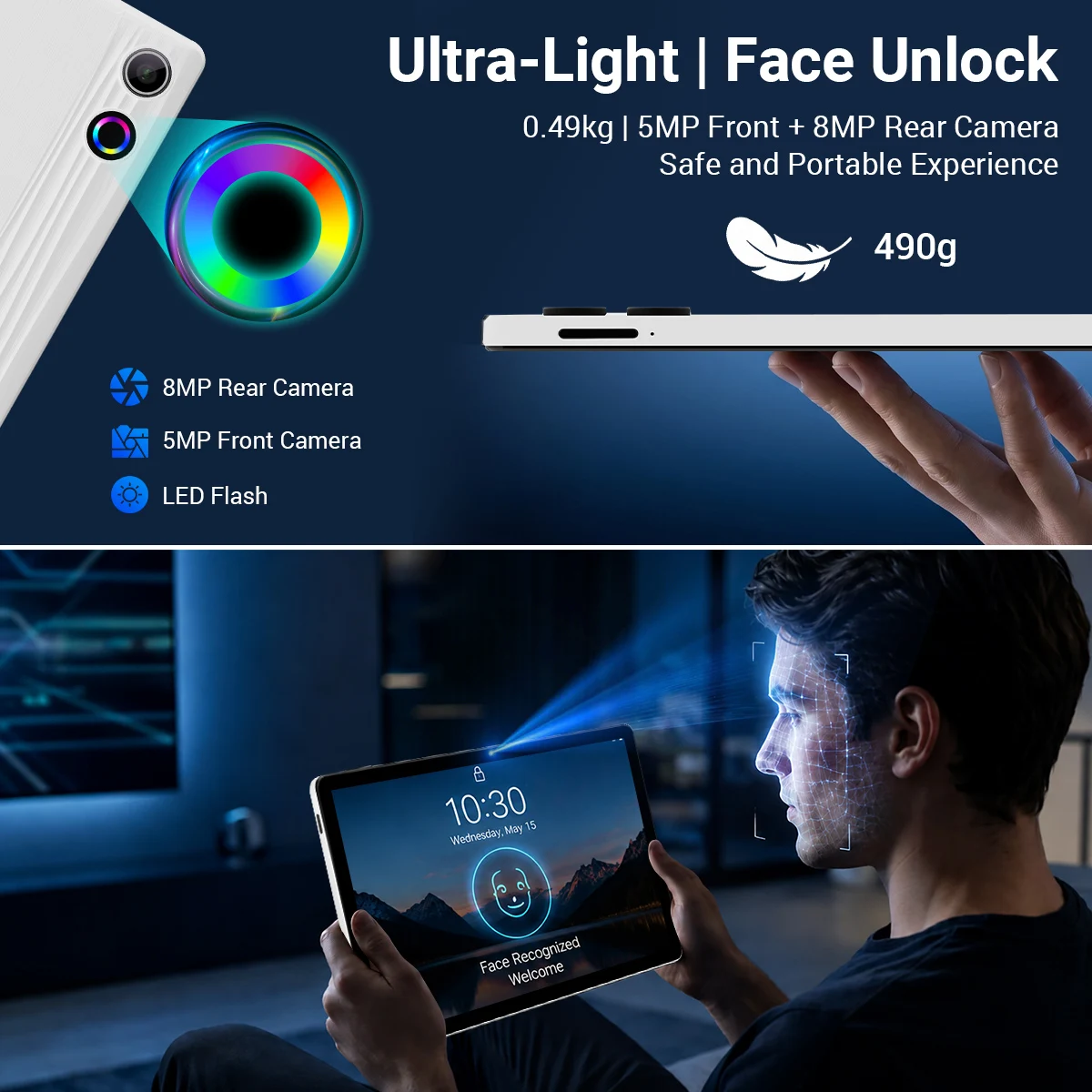11 inch Android 15 Tablet PC 24(4+20)GB RAM 128GB ROM A523 Octa‑Core HD LCD 6800(8200)mAh Adult Tablet Full Set with Keyboard Mouse Case Stylus Pen Headphones Charger White Black
