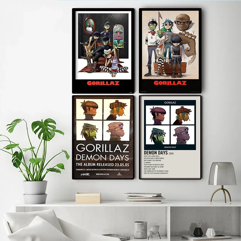 Nordic Pop Gorillaz Poster Music Rock Rapper Hip Hop Painting Wall Art Decoration Bar Club Kawaii Room Decor Canvas Posters