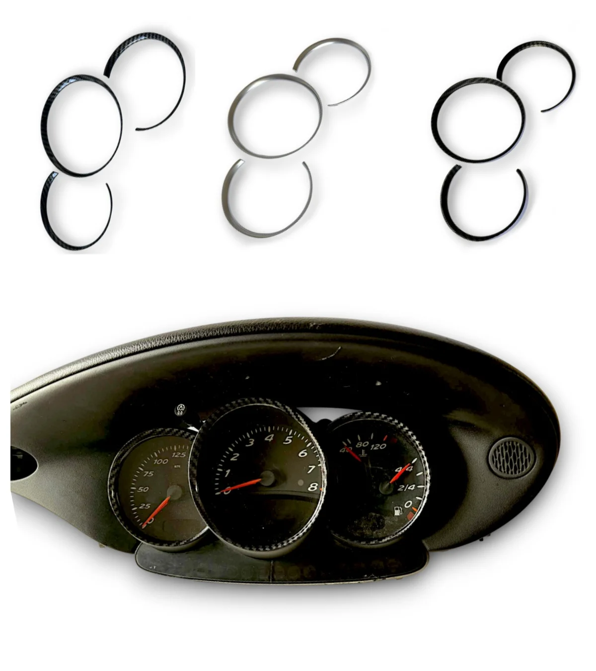 Matt Chrome / Gloss /Matt Carbon Fiber Color Pattern - One Set Car Dashboard Dial Gauge Rings Bezel Trim For Porsche 986 Boxster