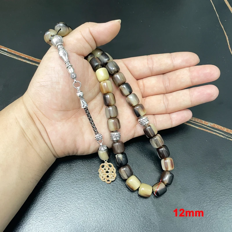 Corno di bue naturale Tasbih uomini 33 perline di preghiera rosario rosario musulmano arabo misbaha braccialetto di livello collezione islamica turca