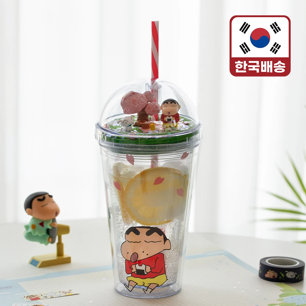 (LETO) crayon shin chan Crayon Crayon Tumbler Character Pretty straw ice tumbler water bottle bottle water bottle user Cup (cherry blossom)