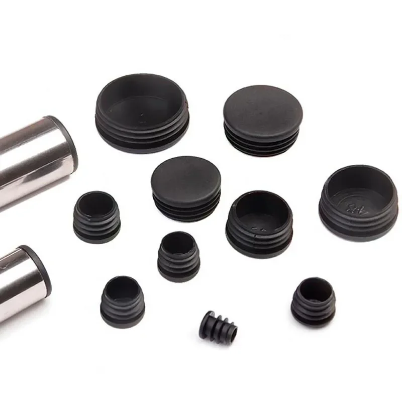 Czarny PE Plastikowy okrągły korek do rur Krzesło Antypoślizgowe podkładki pod stopy Uszczelniające zatyczki Pokrywa 12mm 14mm 16mm 19mm 20mm 22mm 25mm 28mm 30mm-60mm — zdjęcie 2