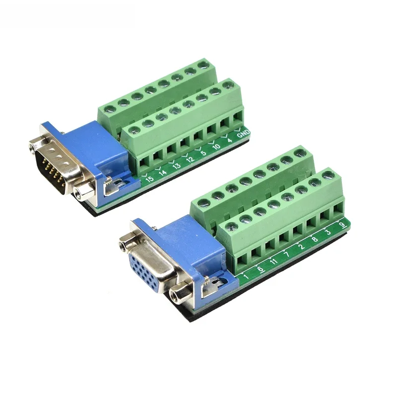 1 SZT. Złącze VGA VGA15 DB15 15-PIN 3-RZĘDOWE Męskie Żeńskie z Adapterem do Złącza Śrubowego — zdjęcie 2