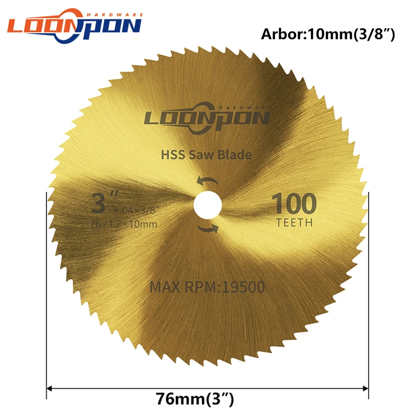 Loonpon 3 Inch 75mm Titanium Coated HSS Cutting Disc Circular Saw Blade Angle Grinder Accessories Cutting Wood Metal Plastic