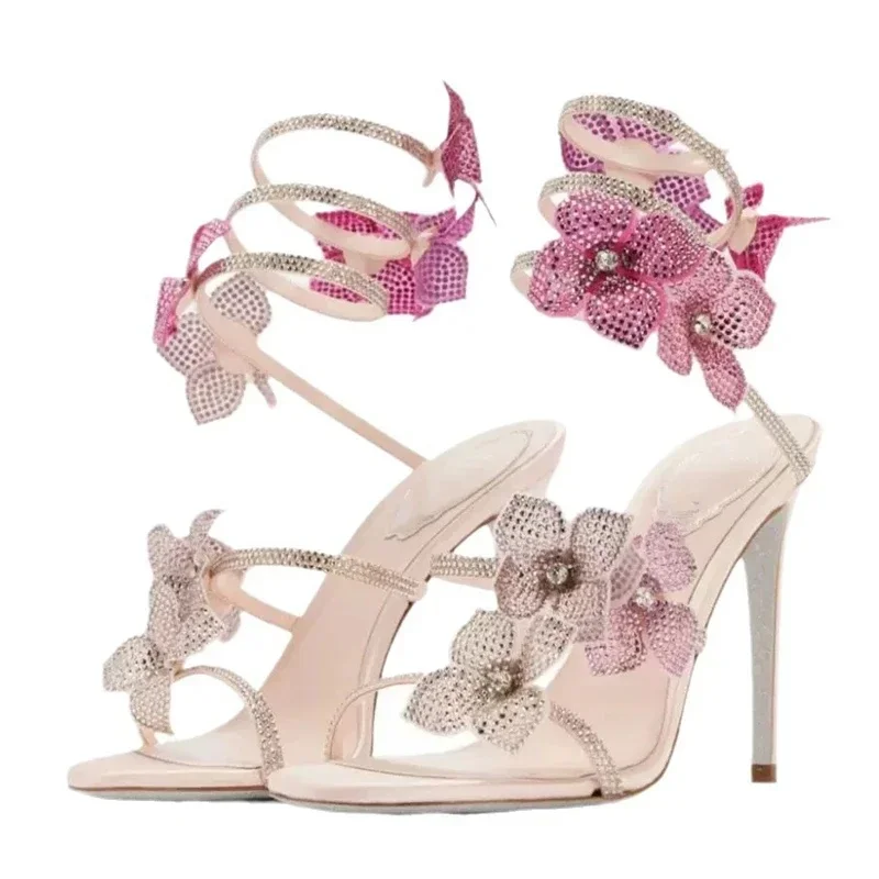 Eilyken Sexy KRISTAL Bloem Dunne Hoge Hakken Vrouwen Sandalen Street Style Smalle Band Enkelbandje Paaldansen Dames Schoenen - afbeelding 2