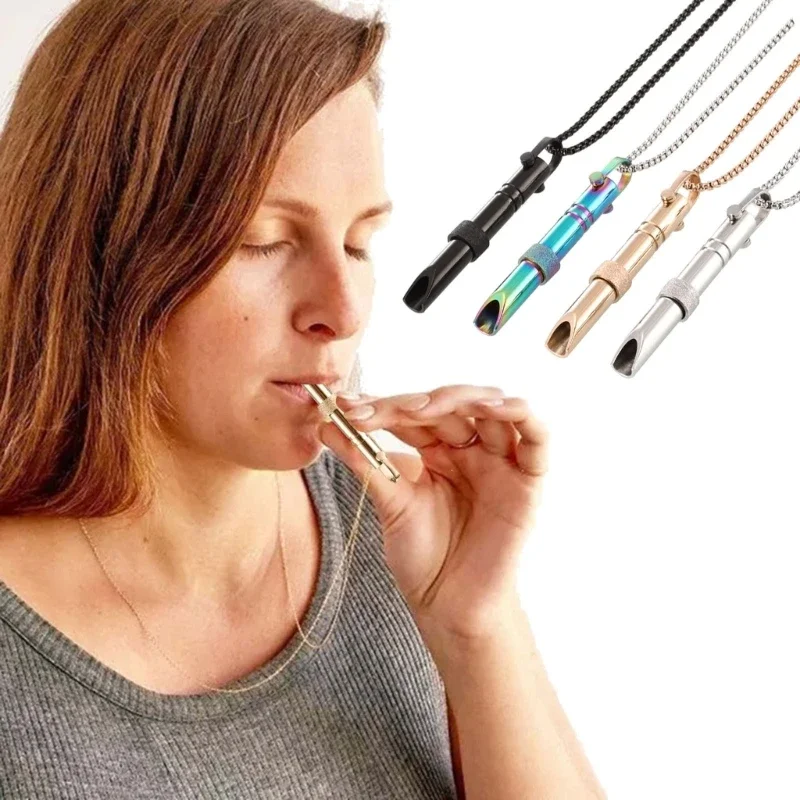 Collier de respiration de pleine conscience en acier inoxydable pour Couple, pour femmes et hommes, pendentif anti-anxiété, soulagement de l'attaque de panique, méditation