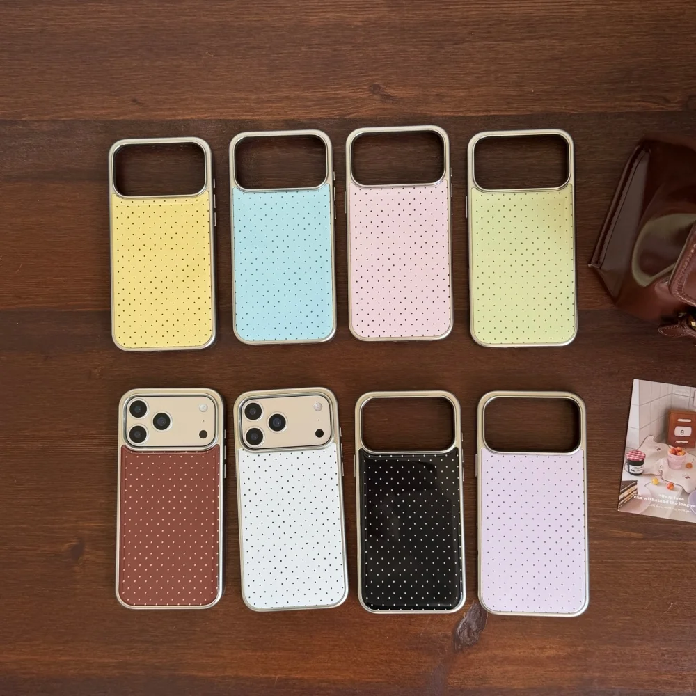

Solid color 8-color polka dot mobile phone case, suitable for iPhone 14/15/16/17, Fundans 17 Pro new shock-proof protective case