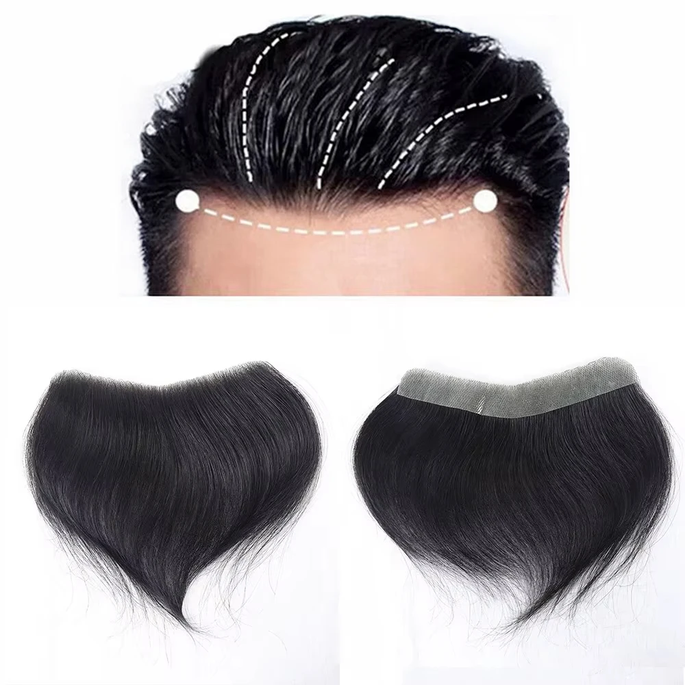 Natural Human Hair Forehead Hairline Toupee Men's Capillary Prosthesis Thin Skin Hairpiece Replacement System Remy Hair