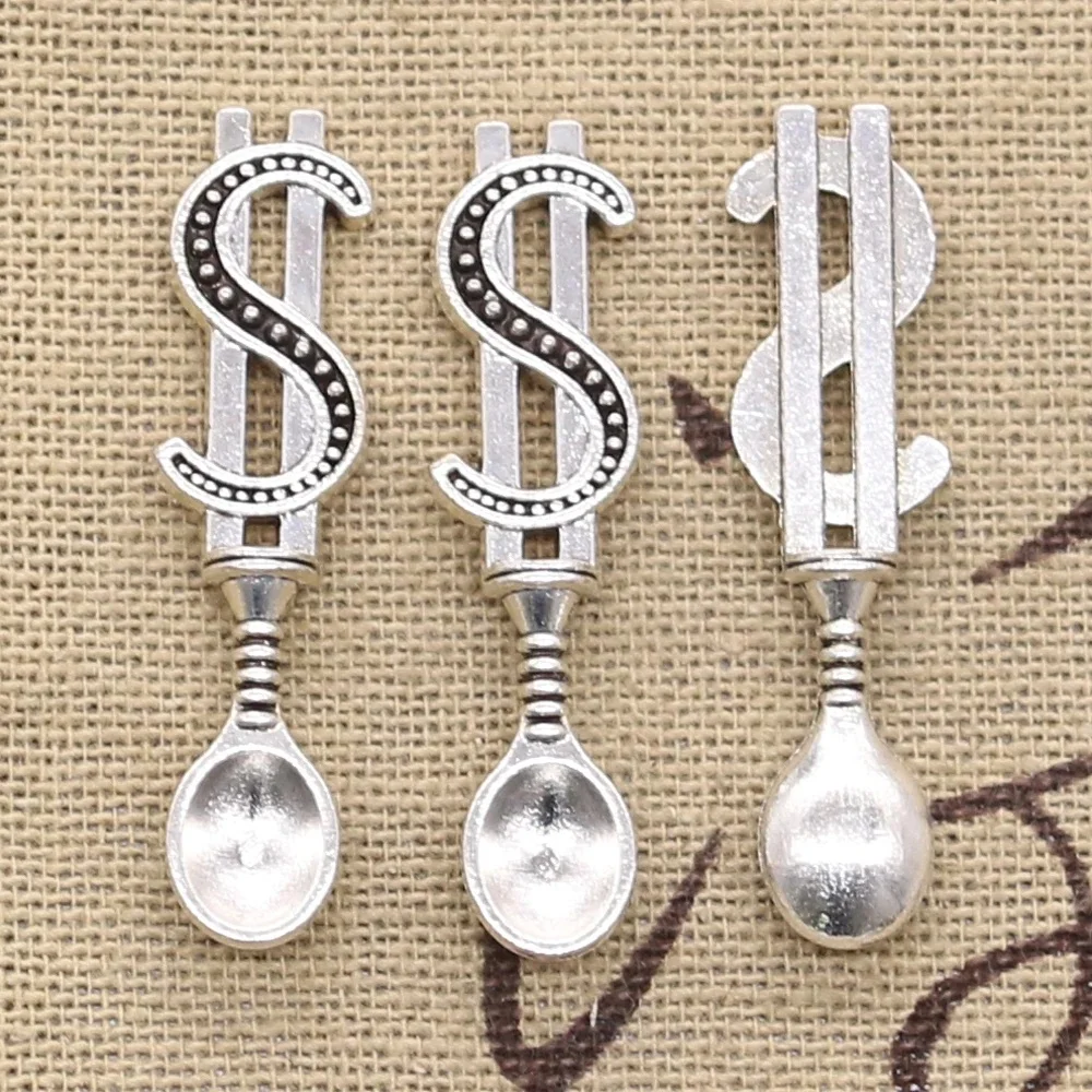 20 sztuk Charms pieniądze dolar łyżka 37x9mm antyczne srebro kolor Plated wisiorki dokonywanie DIY Handmade tybetański srebrny kolor biżuteria — zdjęcie 2