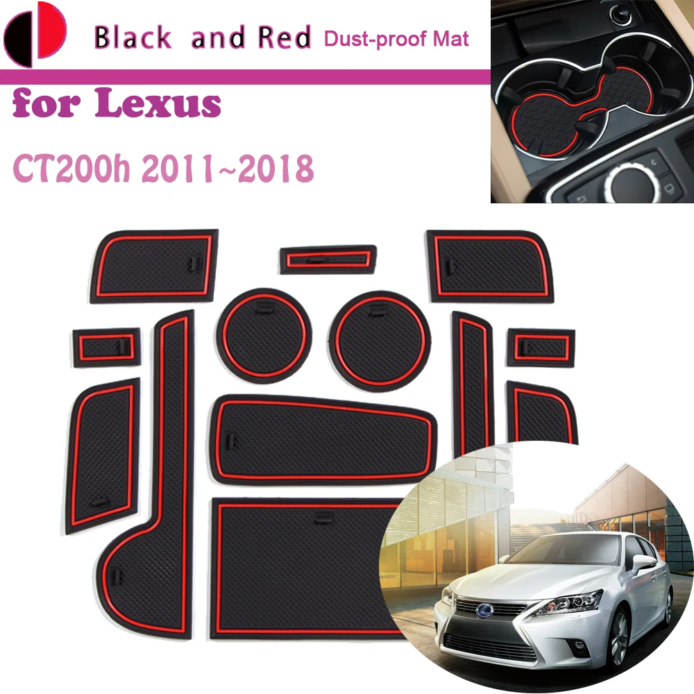 

Rubber Door Groove Mat for Lexus CT200h CT 200h 2011~2018 2012 Cushion Gate Storage Slot Coaster Dust-proof Interior Sticker Pad