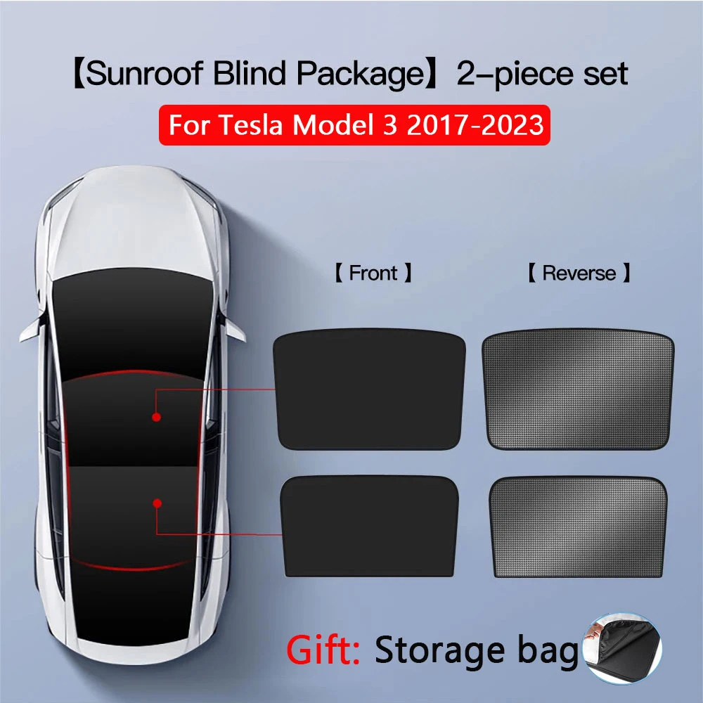 2 Stuks Voor Tesla Model 3/Y/3 Hoogland/Y Juniper Ijs Doek Gesp Shades Voor Glazen dak Voor & Achter Zonnedak Dakraam Zonnescherm