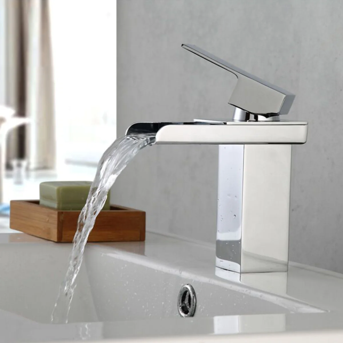 Cuba Faucet Table INOX Silver Low Bathroom Sink Mixer Hot and Cold Water