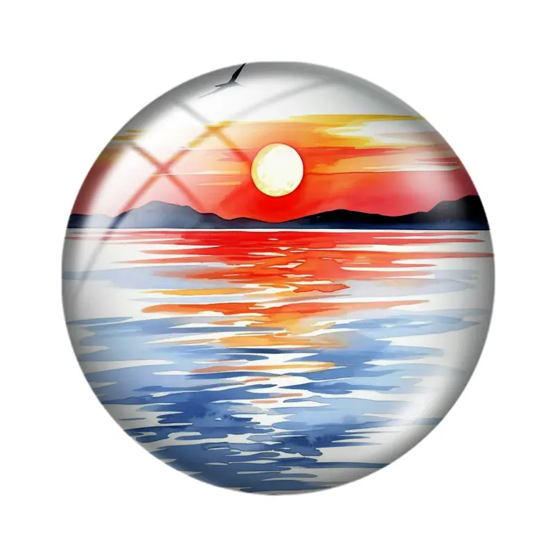 Sunset View Clipart  10pcs 12mm/18mm/20mm/25mm Round photo glass cabochon demo flat back Making findings - view 3
