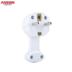 Extra Flat Plug With Folding Handle Protruding Only 8mm 230V 16A Socket 90° White Ground Contact Adapter  European Standard