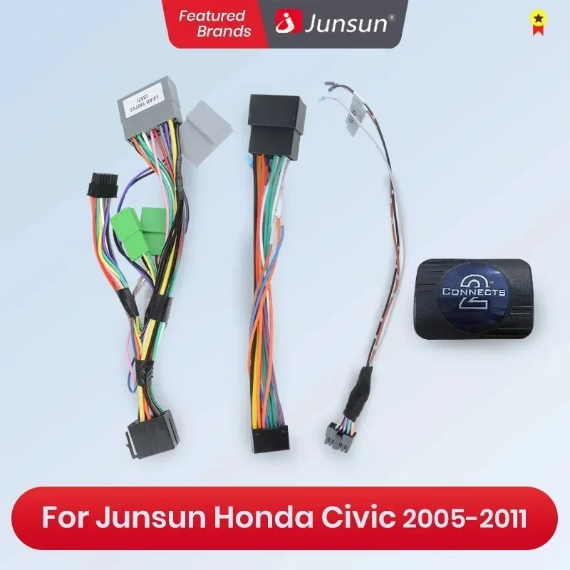 Junsun Cables For Honda Civic Hatchback 2005-2011 Android Radio Power Cord With Canbus Suitable For Small Screens