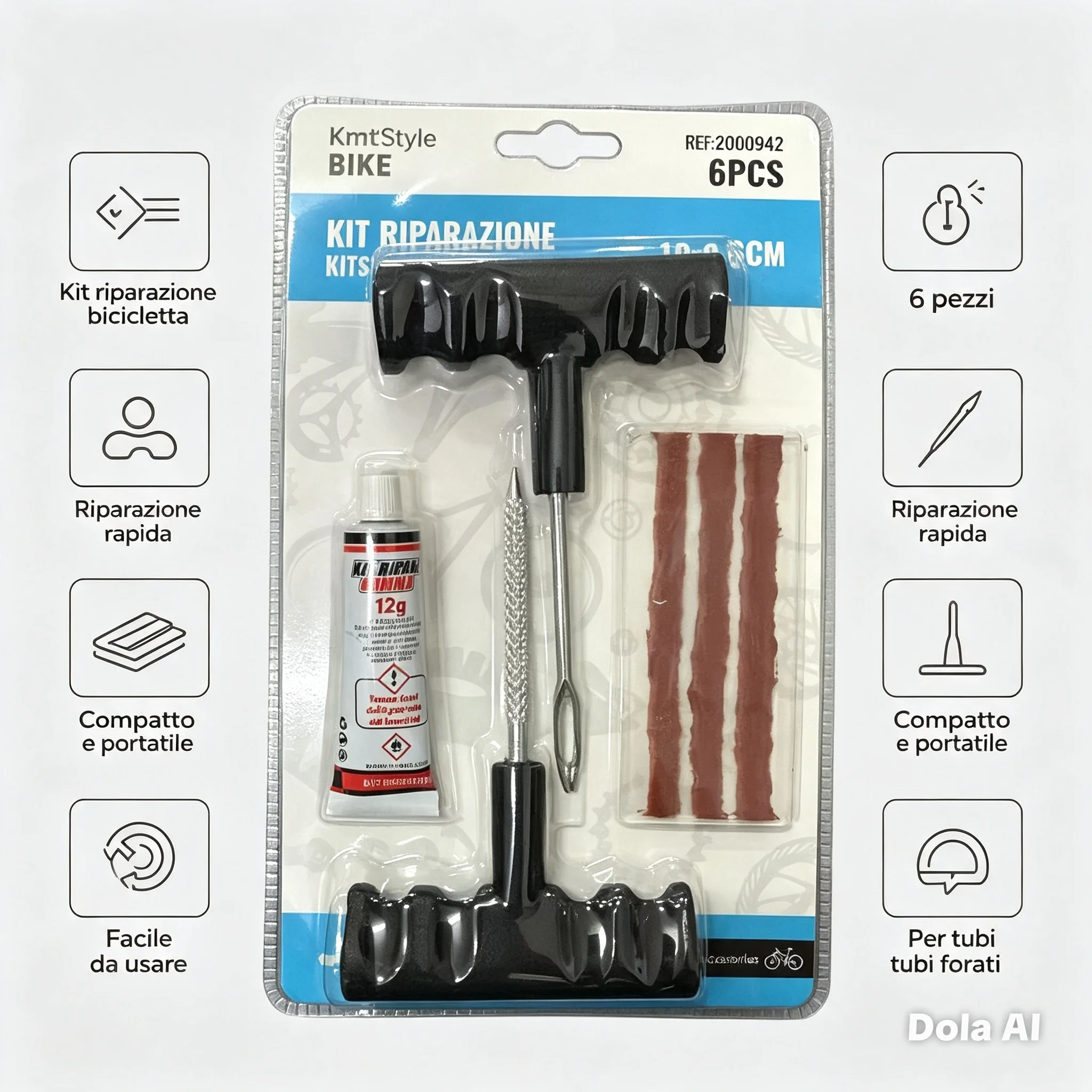 Bandenreparatieset, bandenreparatieset, lekreparatie, autoband, motorband, fietsaccessoires, noodreparatieset voor auto en motor, rubberen anti-lek reparatieset, tubeless reparatie, vulkanisatiestrips