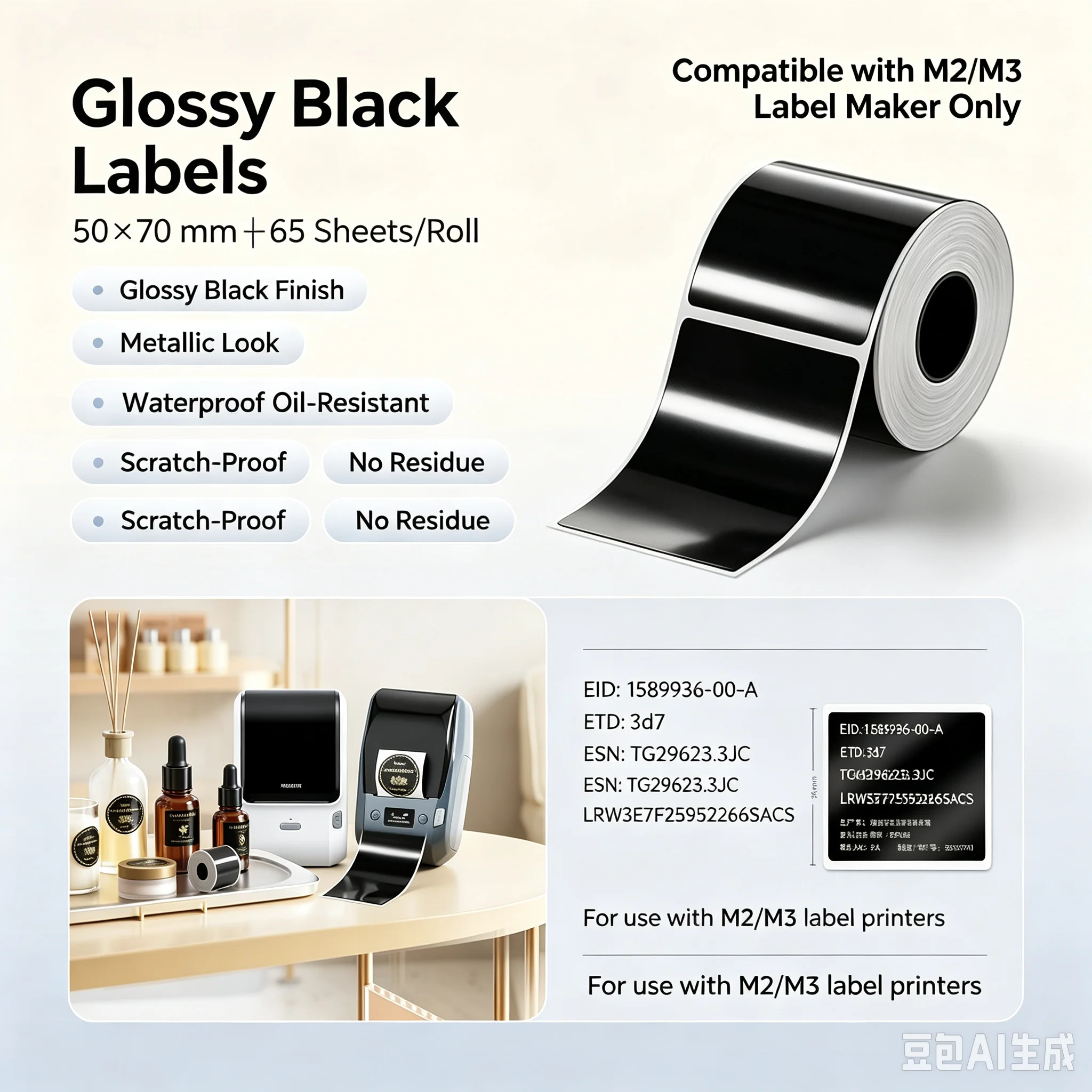 Niimbot M2/M3 Black Printing Paper Hardware Qualification Certificate Electrical Equipment Nameplate Label Self-adhesive Sticker