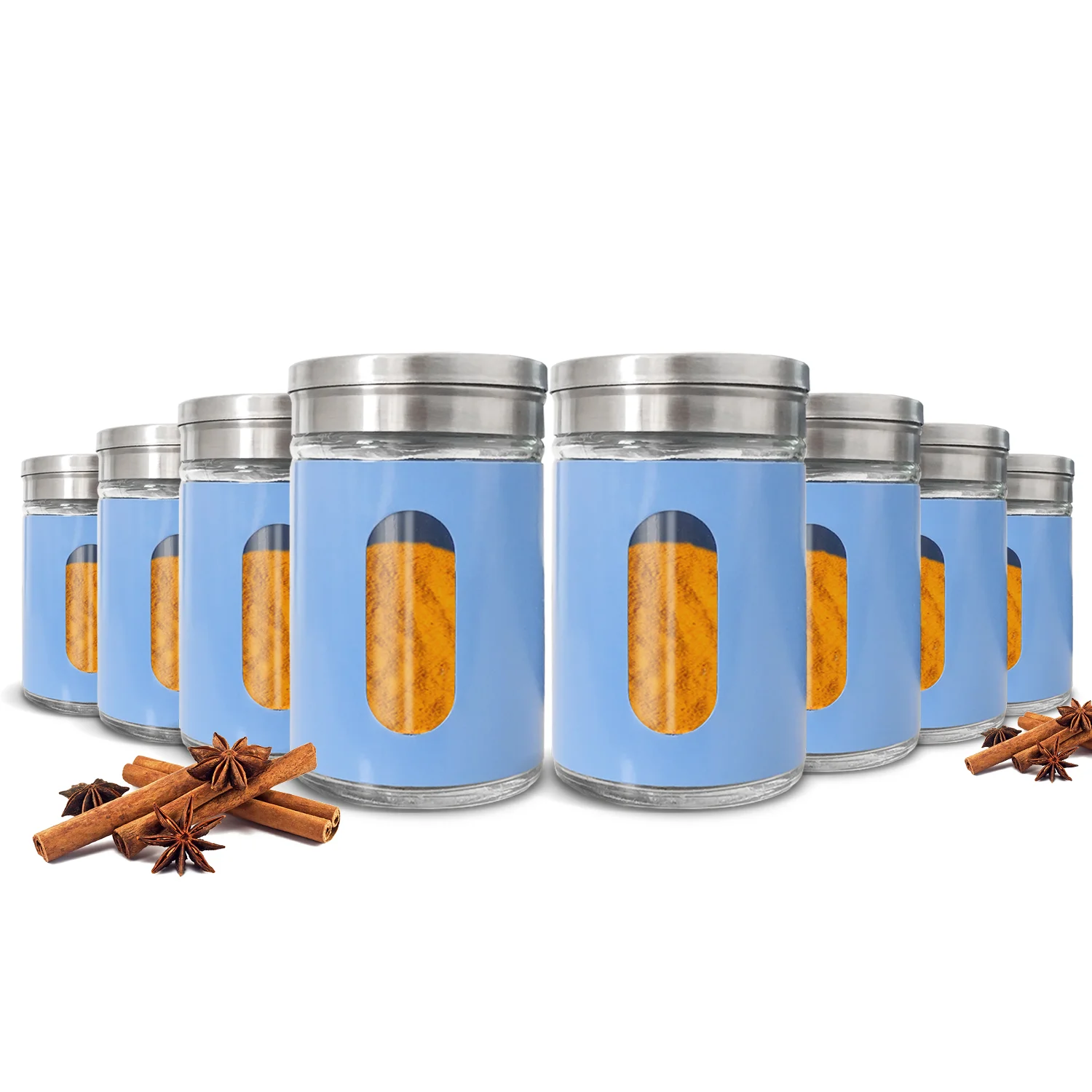 Saleiro Porta Condimentos Temperos Azul Kit C/8 - Dolce Home