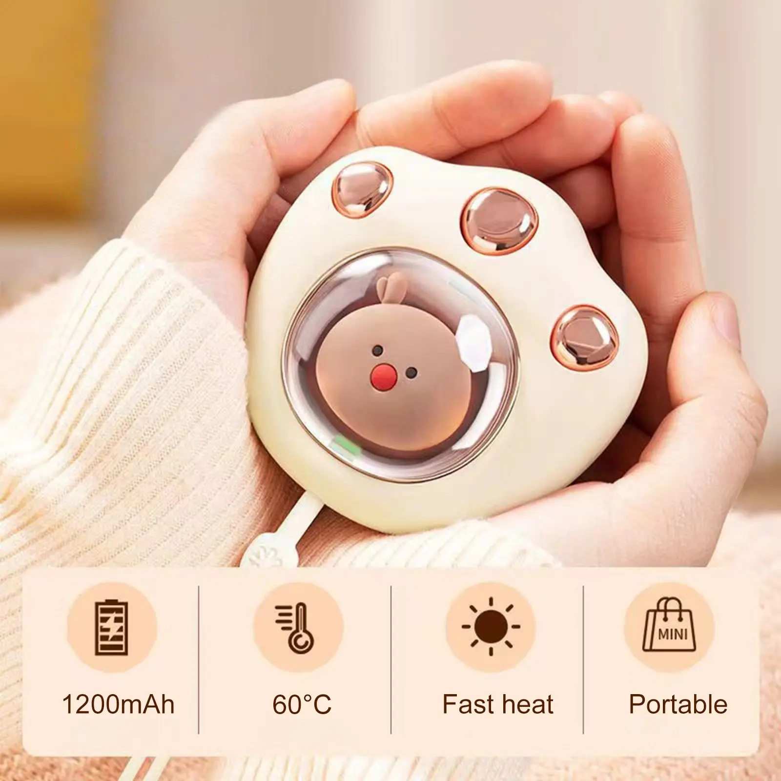 

2022 Winter Hand Warmer USB Portable Heater Electric Mini Hands Heater Outdoor Traveling Hiking 2400mAh Rechargeable Power Bank