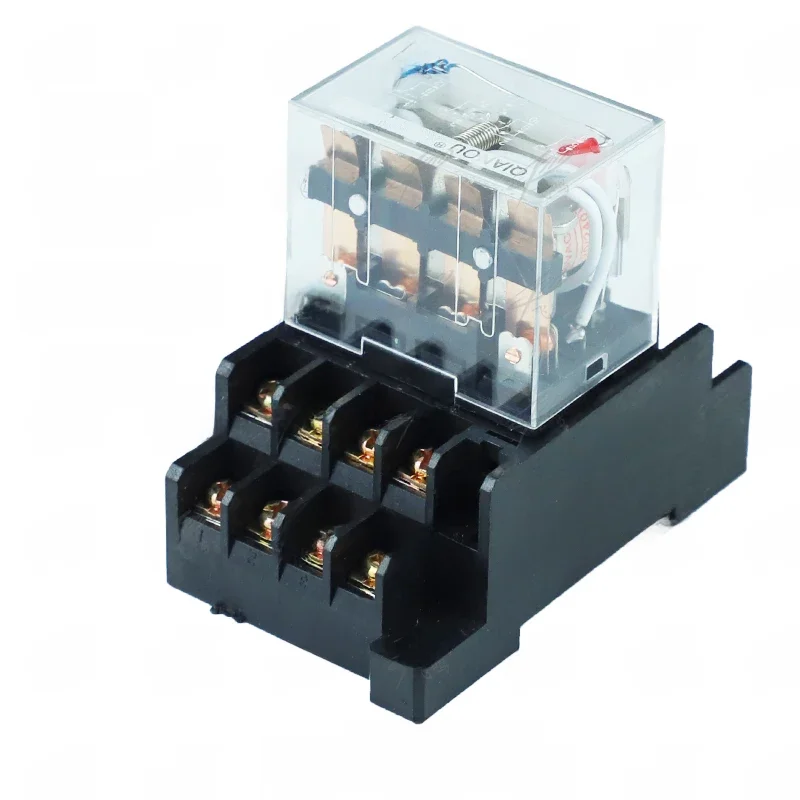 LY4NJ HH64P AC 110V 220V DC 12V DC 24V 14PIN 10A srebrny styk Cewka przekaźnika mocy 4PDT z podstawą gniazda LY3NJ HH62P LY2NJ — zdjęcie 2