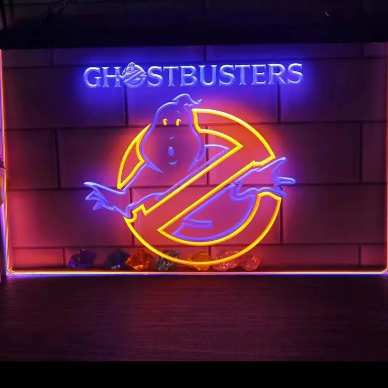 Ghostbusters Logo Custom Dual Color Neon Sign LED Wall Hangings Decor for Personalized Gift Birthday Party Bedside Lamp Light