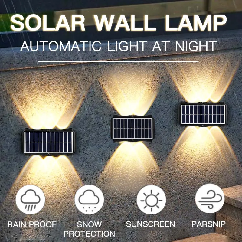 Salor Wall Lamp Waterproof Solar panels Outdoor 4W/6W Garden Light High Brightingness Up and Down for backyard Entrance Parking