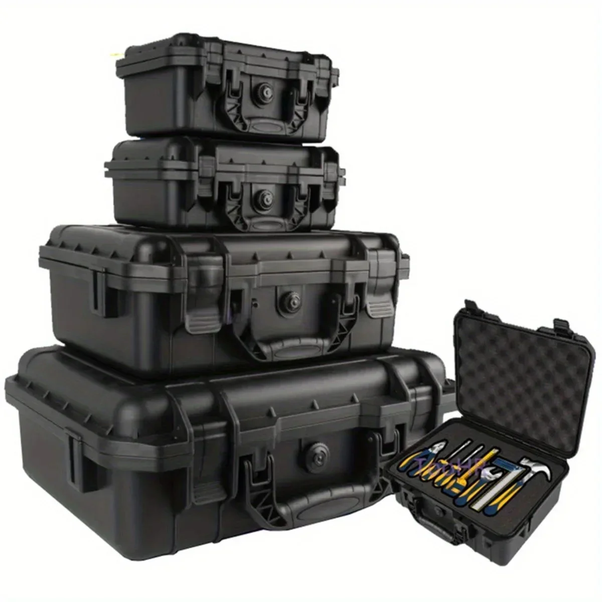 1 st Waterdichte Harde Draagtas Tas Gereedschapskoffer Met Voorgesneden Spons Opbergdoos Veiligheid Protector Organizer Hardware Toolbox - afbeelding 2