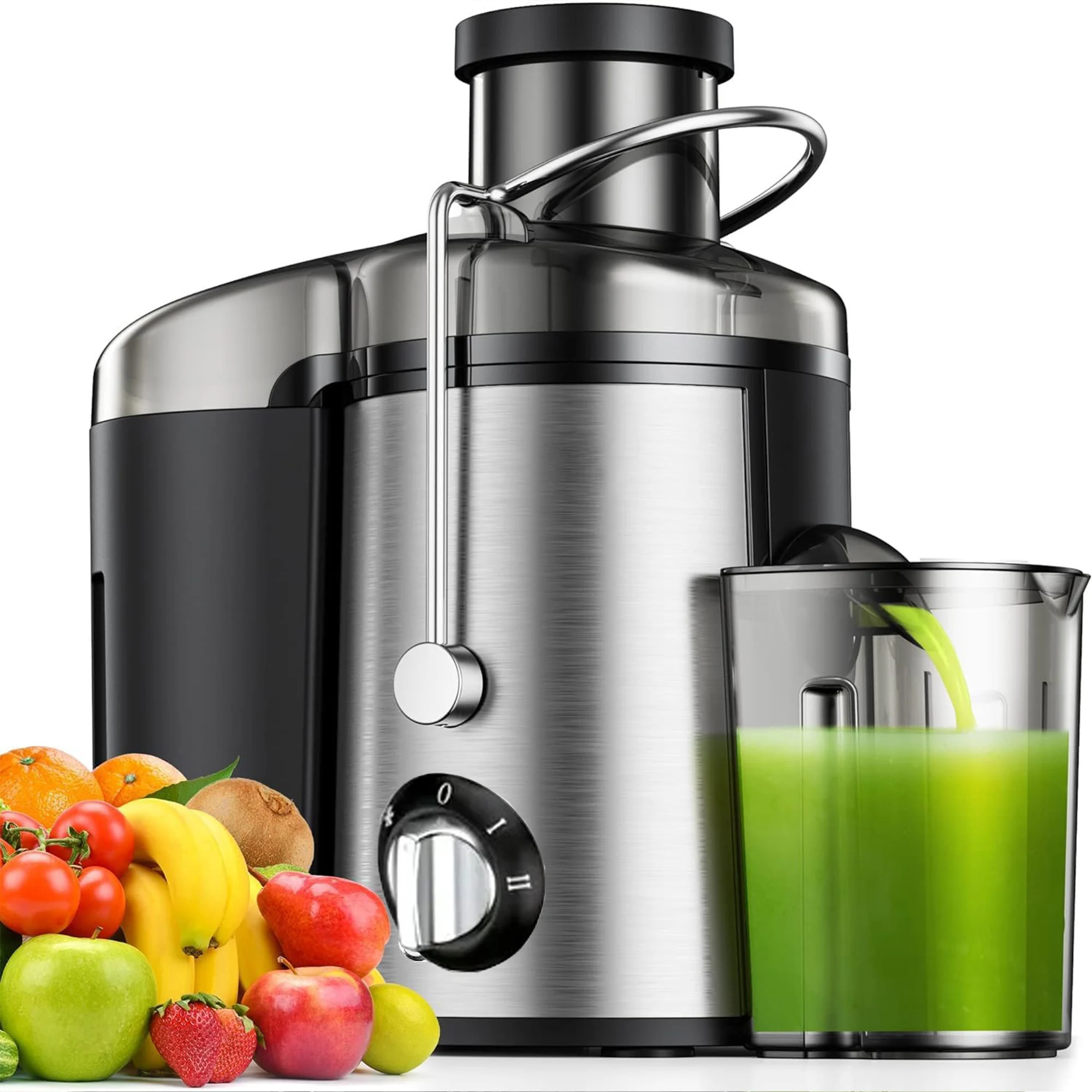 Multi-Function 3-Inch Wide Mouth Juicer Extractor - Easy Clean 3-Speed Settings Vegetable & Fruit Blender Ideal Christmas Gift