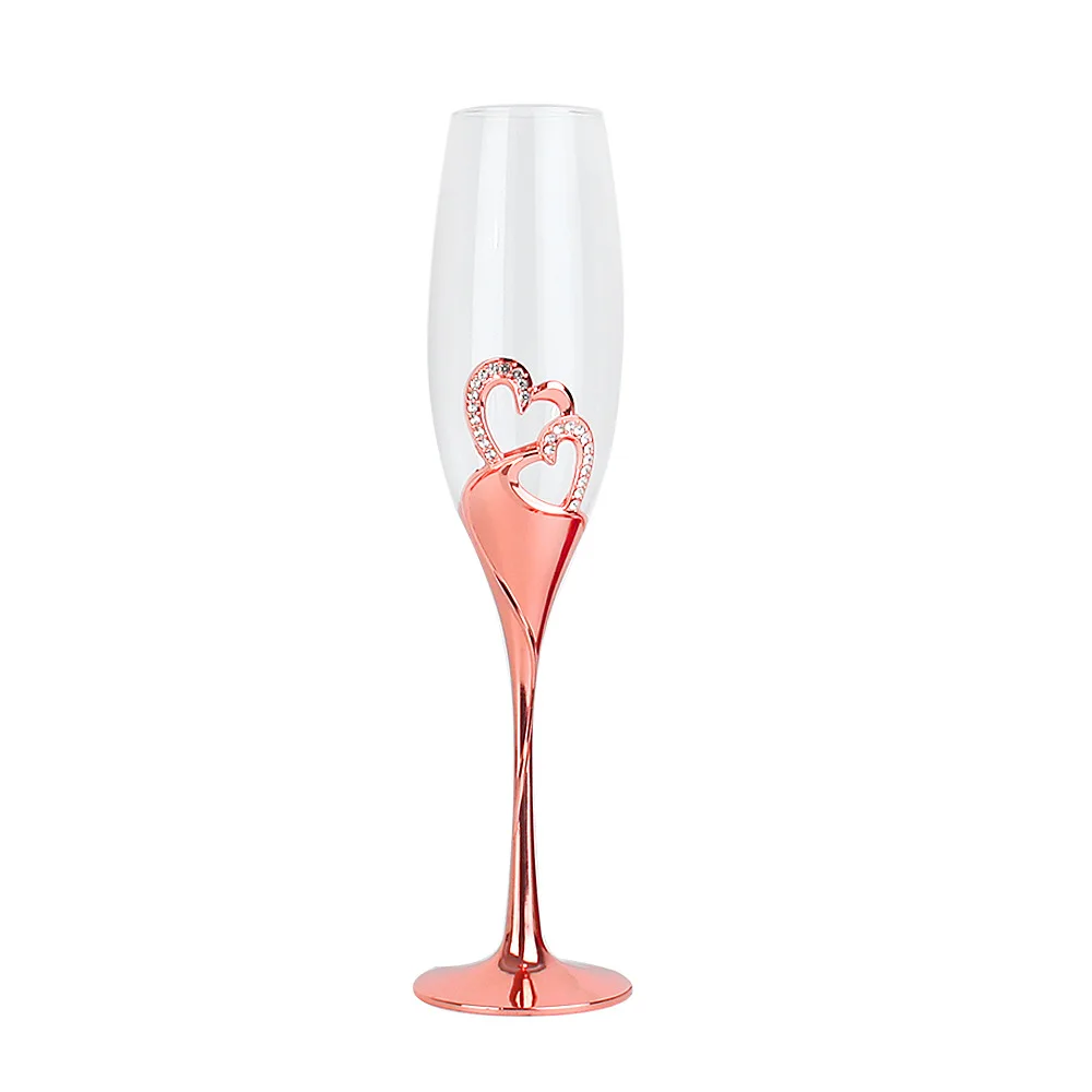 Lot De 2 Flûtes à Champagne En Forme De Cœur Bordure Dorée - Verres Romantiques Élégants