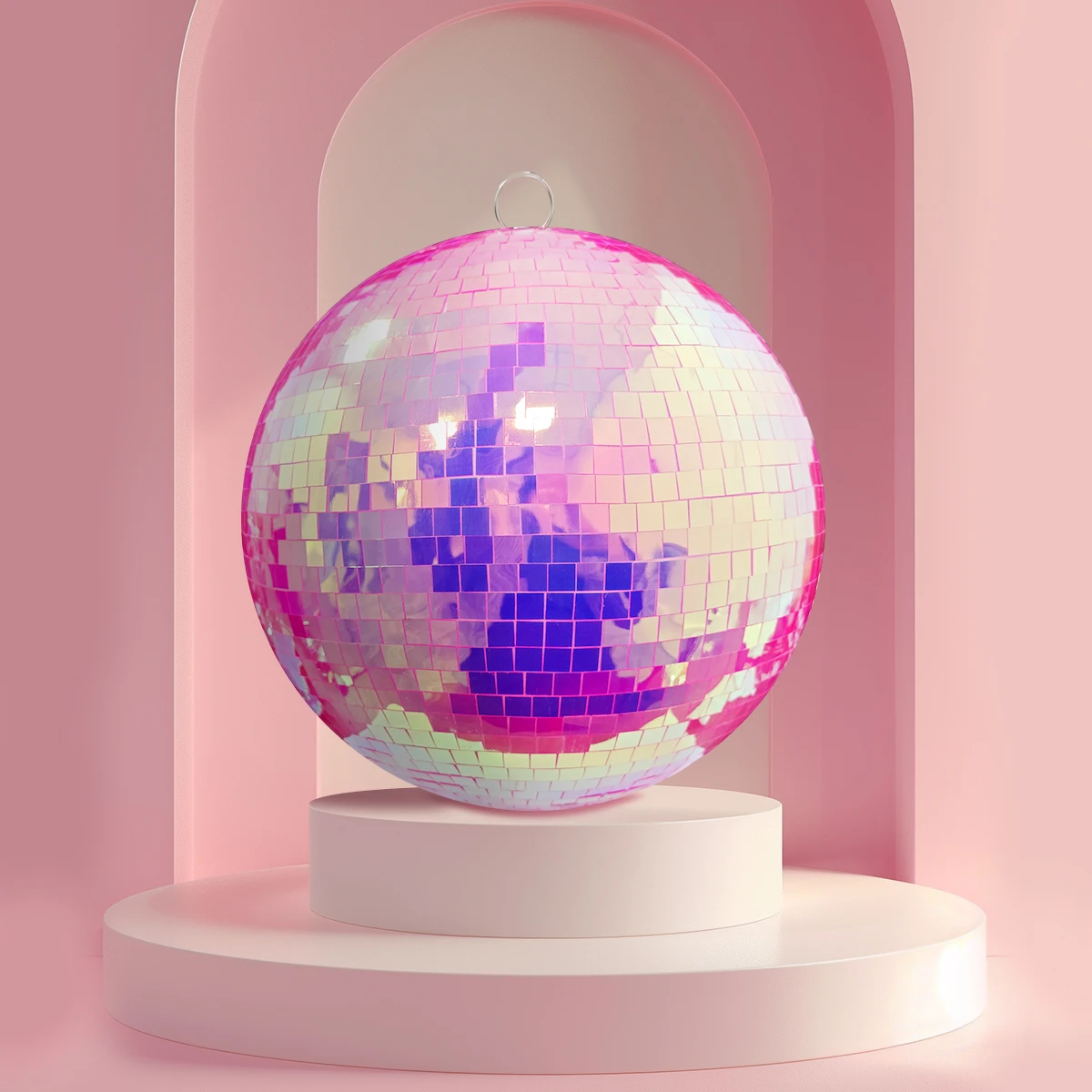 Pink Rotating Mirror Ball Disco Ball Mirror Ball DJ Light Reflection Color Mirror Ball Suitable for Wedding Stage Christmas Part