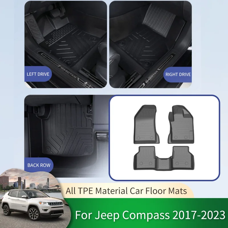 for Jeep Compass MP MK2 2017~2023 2022 RHD Car Waterproof Non-slip Floor Mats Full Surround Protective Liner Foot Pads Carpets