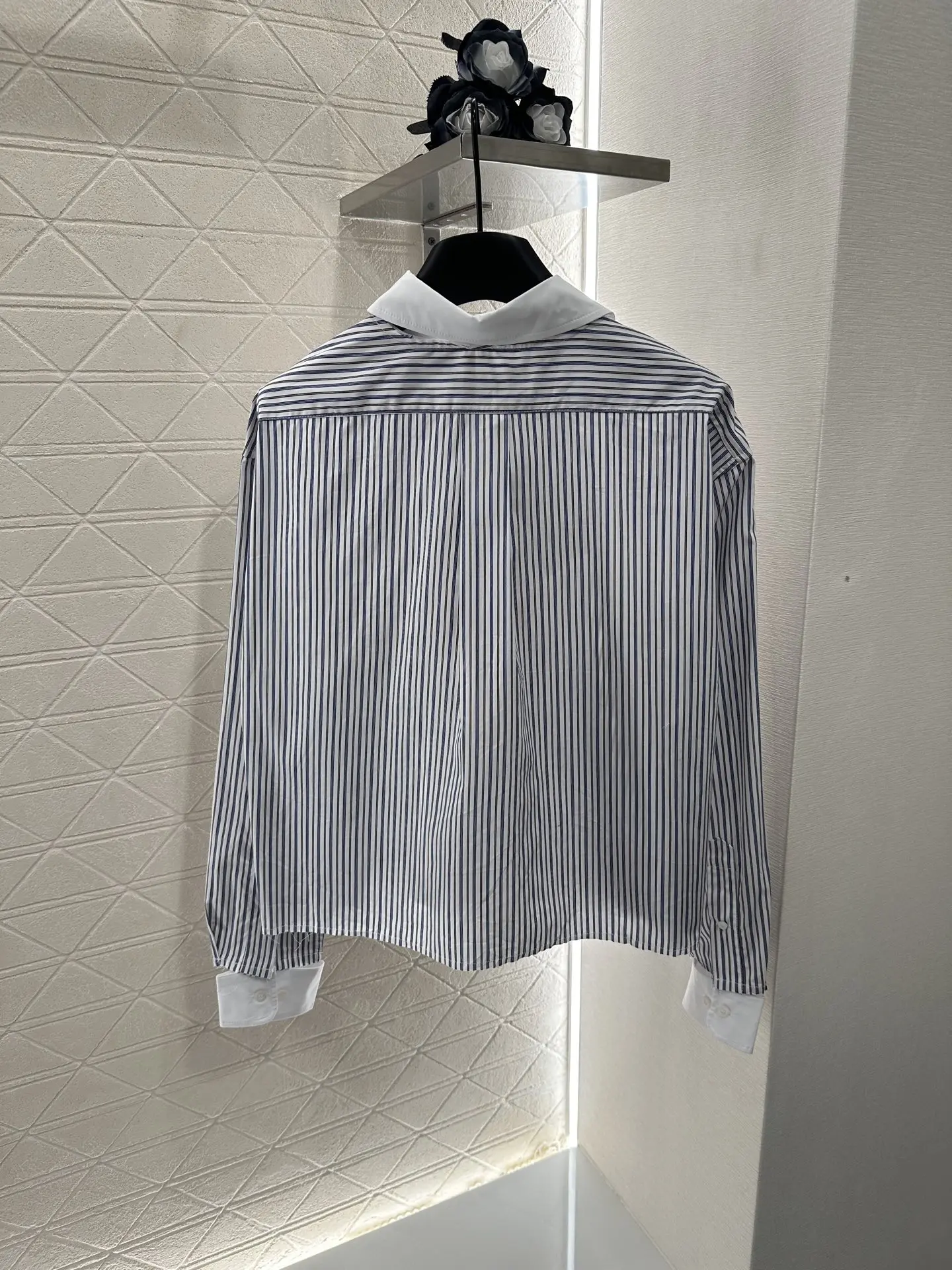 

2025 Summer New Stripe Short Shirt Detachable Collar Twill Cotton Material Comfortable Texture WYY-62