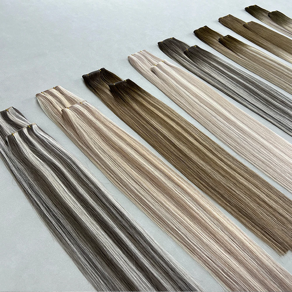 عبقرية لحمة شعر مستعار بشري 100% شعر بشري حقيقي طبيعي برازيلي أصلي غير مرئي شعر مستقيم 22-24 بوصة #6