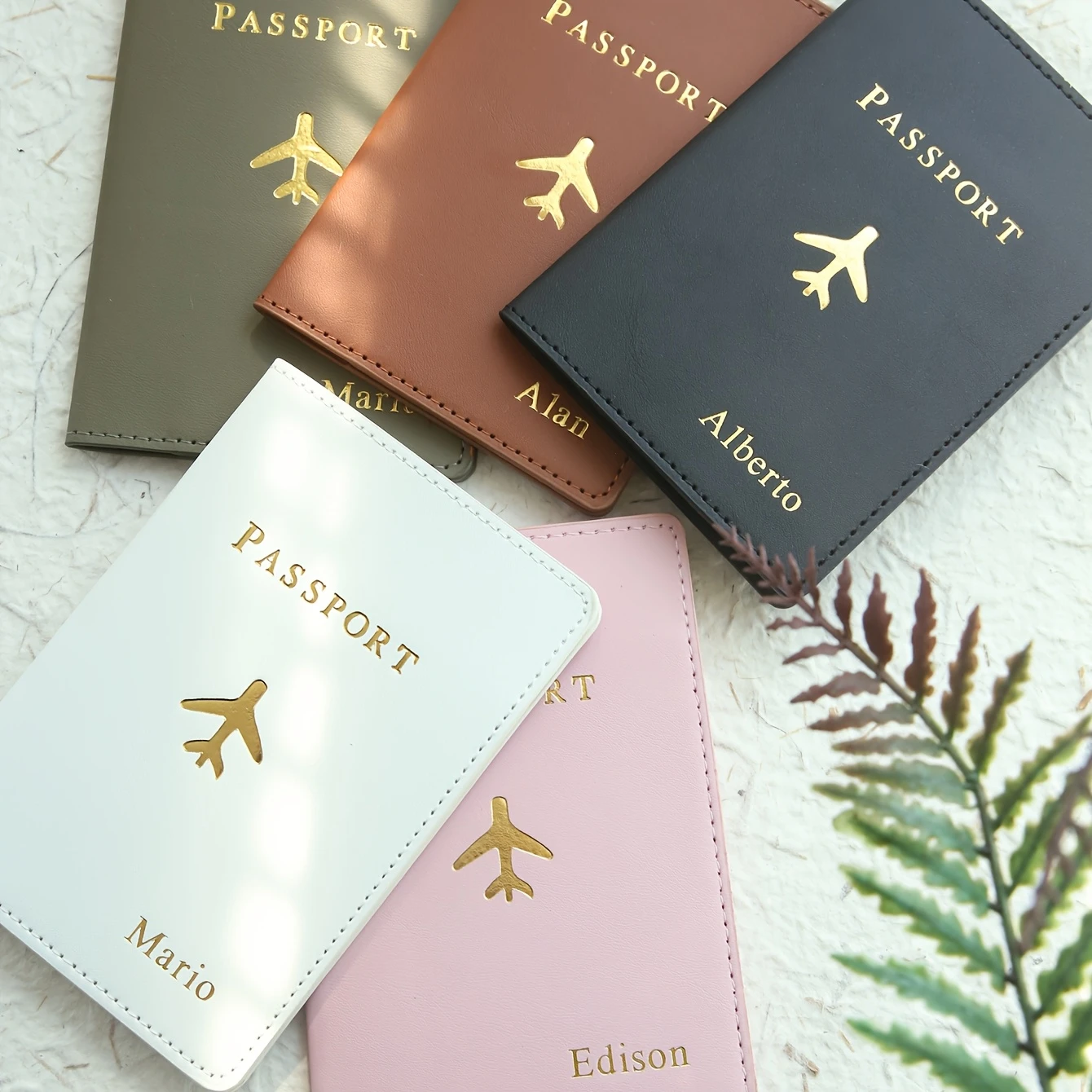 

Golden Monogram Faux Leather Passport Holder Handmade Elegant Travel Gift for Birthday Bridesmaid Maroon