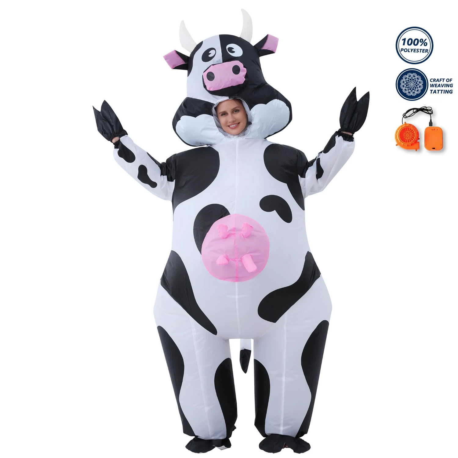 

Adult Inflatable Cow Costume Funny Cute Blow Up Suit Unisex Party Cosplay Holiday Gift