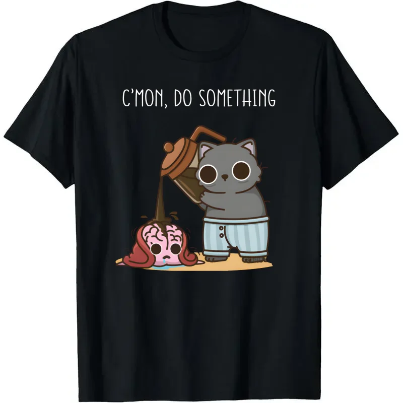 Cmon Do Something Cat Grafik Übergroßes T-Shirt Vintage Gewaschen Lässige Baumwolle Lose T-shirts Harajuku Streetwear Fashion Bequem