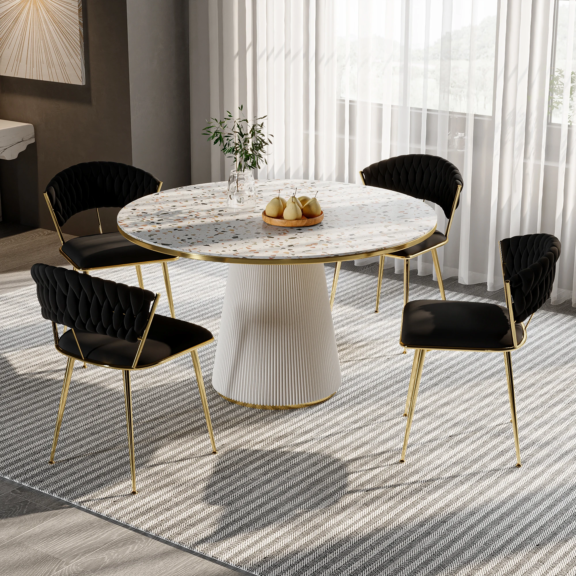 Coman lai 2-teiliges Set luxuriöser Esszimmers tühle aus Samt, vergoldetes Design, stabil und