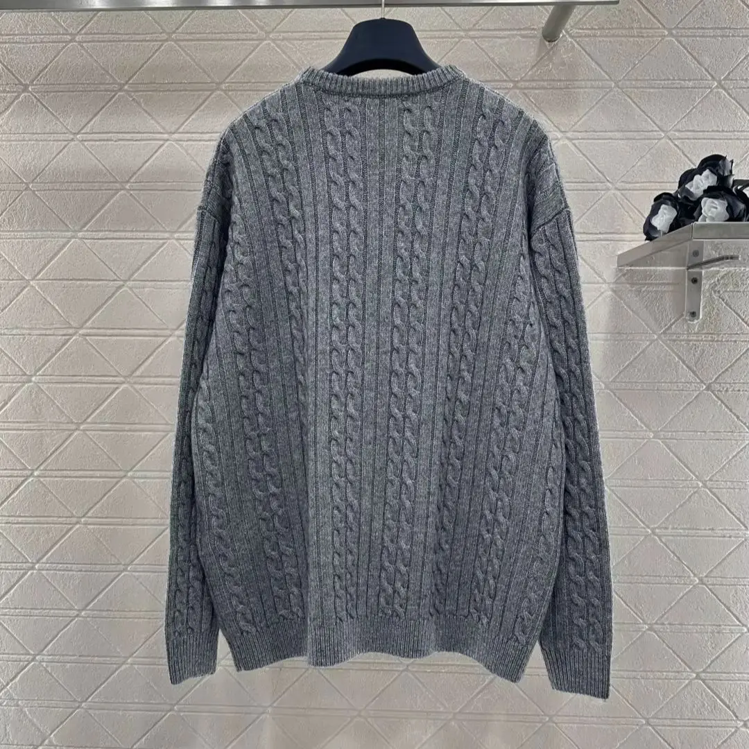 

2025 Autumn And Winter Women's Clothing Three-Dimensional Letter Pullover Sweater Wool Knitted Round Neck Drop Shoulder