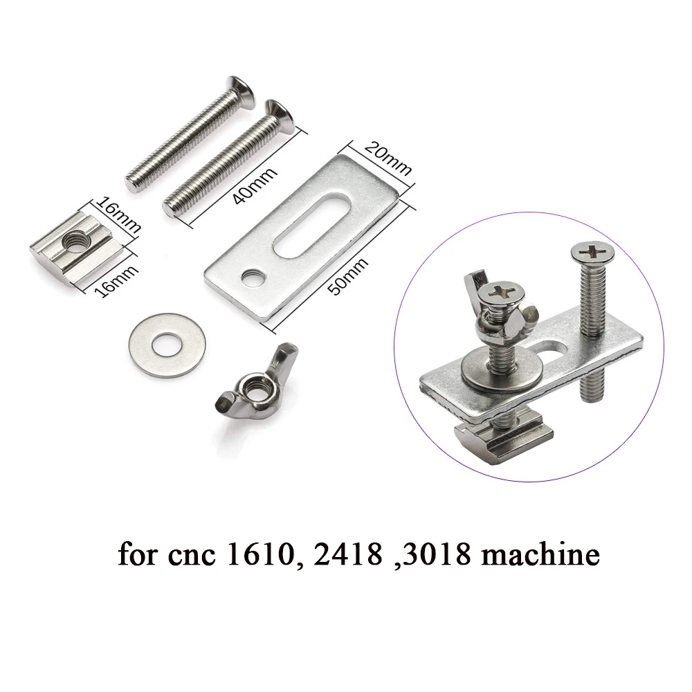 4 Pcs M6 T-Track Hold Down Clamp Kit Press Plate for Table Saw Engraving Compatible with 3018 Series CNC Router Machine.