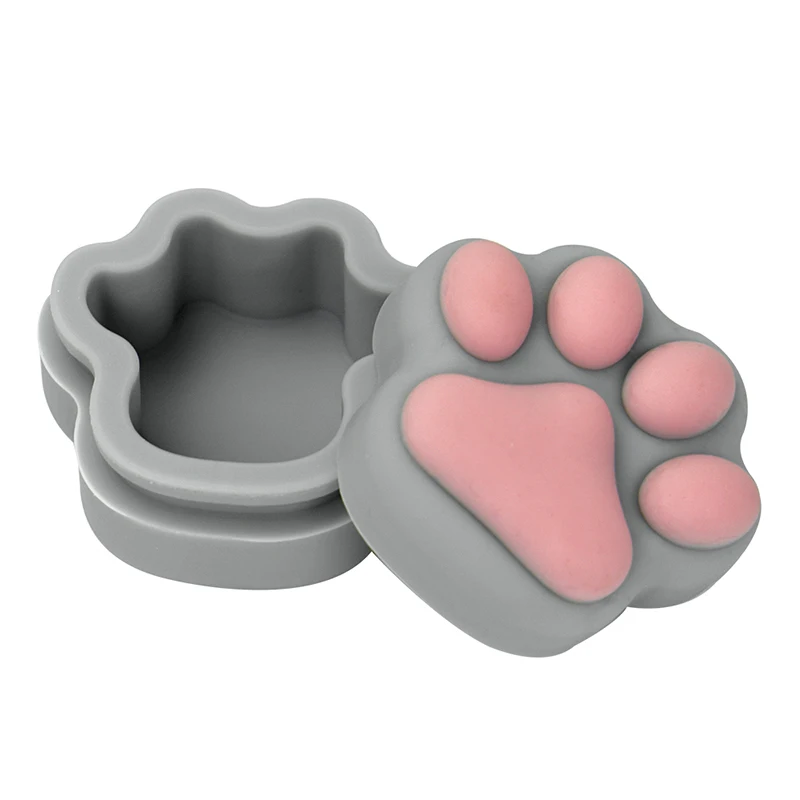 

50Pcs Cute Silicone Jar 3ml Containers Cat Paw Design Non-Stick Storage Box for Girl