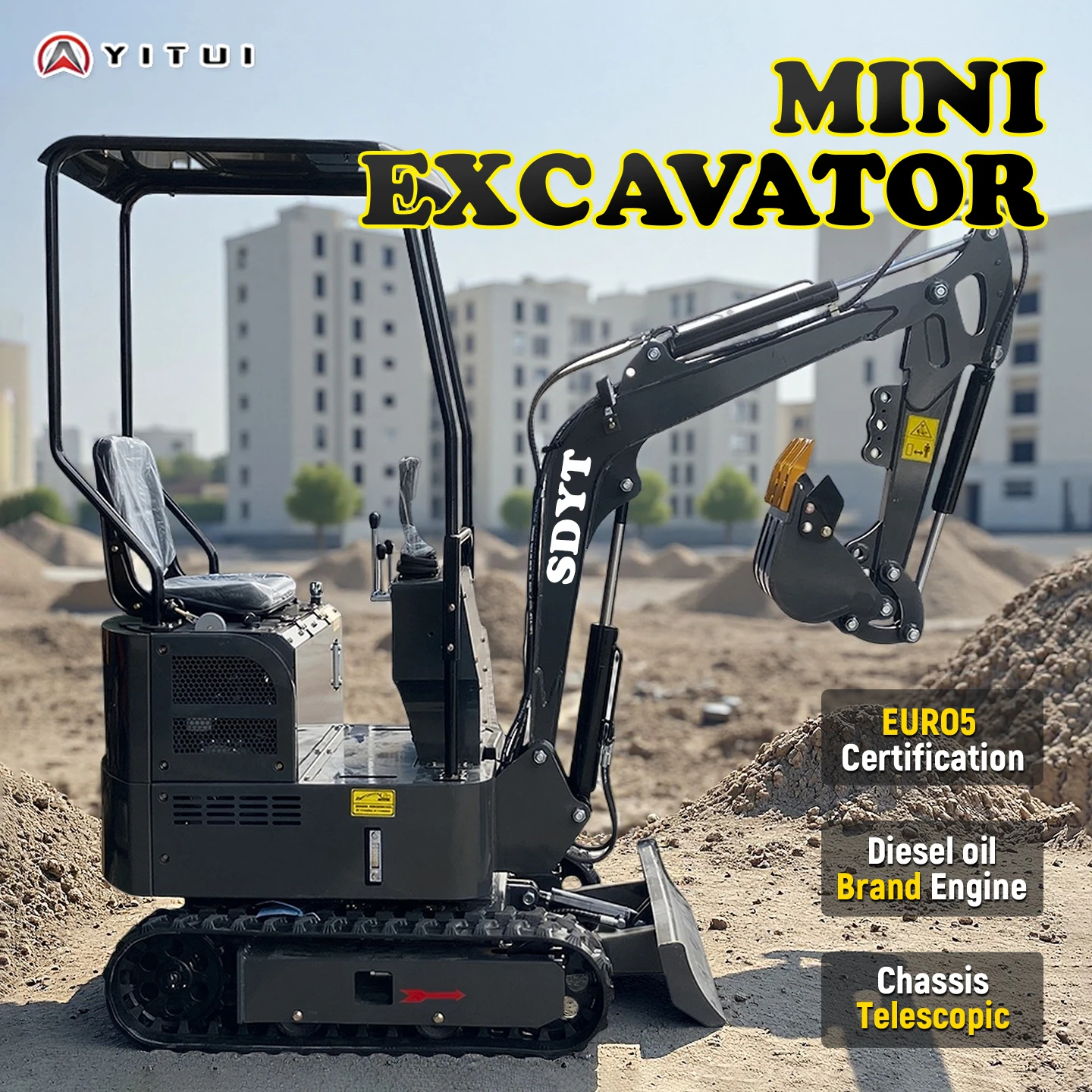 최신 2톤 미니 굴삭기 EPA 유로 5 소형 굴삭기 에어컨 및 히터 장착, 맞춤형 지원