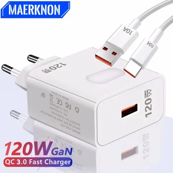 GaN USB Charger Fast Charging QC3.0 USB Type C Cable Mobile Phone Charger Adapter For iPhone Huawei Samsung Xiaomi Quick Charger