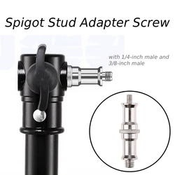 Double End Stud 1/4-Inch and 3/8-Inch Adapter Spigot Threaded Screw Connector for Flash Light Stand