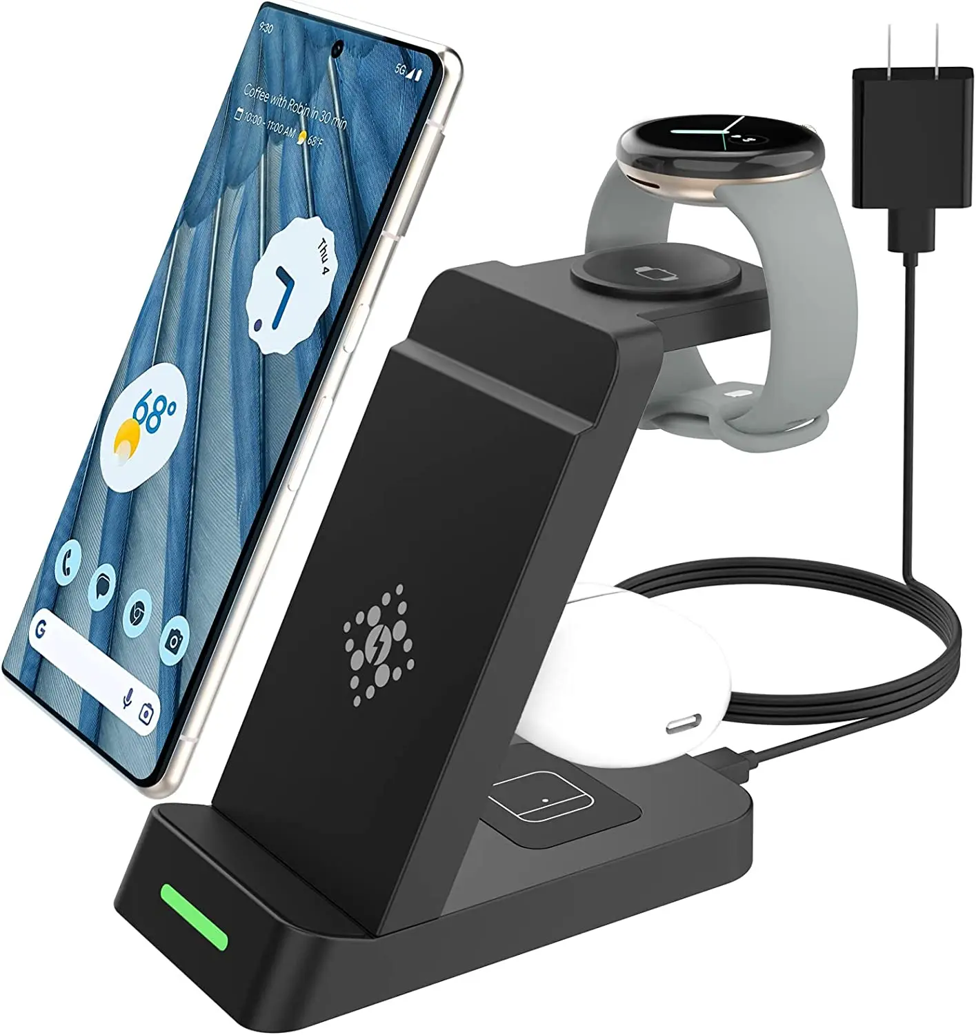 EloBeth-Support de chargeur sans fil, 3 en 1, Google avec plusieurs appareils Samsung