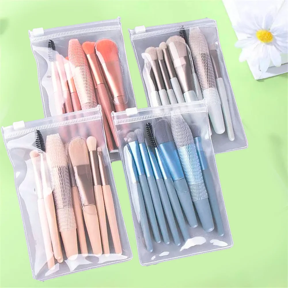 Conjunto de pincéis de maquiagem de 8 unidades – pincéis Kabuki macios e fofos para base, blush, pó e sombra, faça você mesmo, certificação, tamanho de viagem